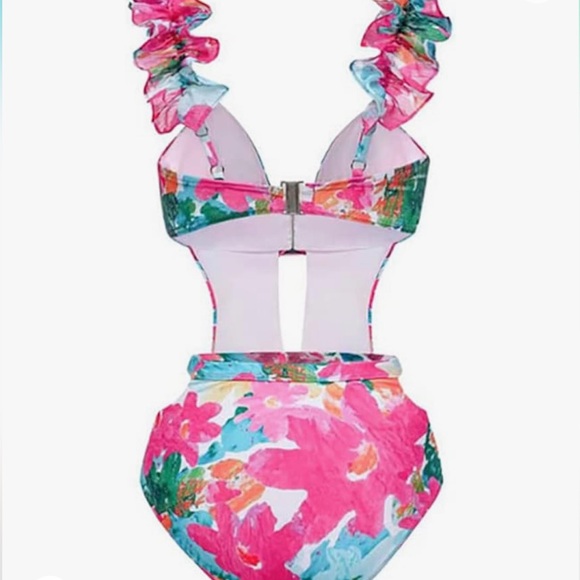 New 1 Piece Bikini With Matching Maxi Skirt. Very Sexy Floral Print. - Picture 3 of 6